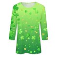 thumbnail image 5 of St Patricks Day Top Women, 3/4 Sleeve T Shirts for Women, Round Neck Blouses Tee Shirts Ladies' Casual Loose St. Patrick's Day Printed Blouse Crewneck Three Quarter Sleeves T-Shirt Top, 5 of 5