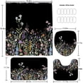 thumbnail image 5 of 4Pcs Colorful Floral Shower Curtain Sets Black and White Striped Bathroom Sets Green Leaves Bathroom Shower Curtain Set with Rugs and Accessories, 5 of 7
