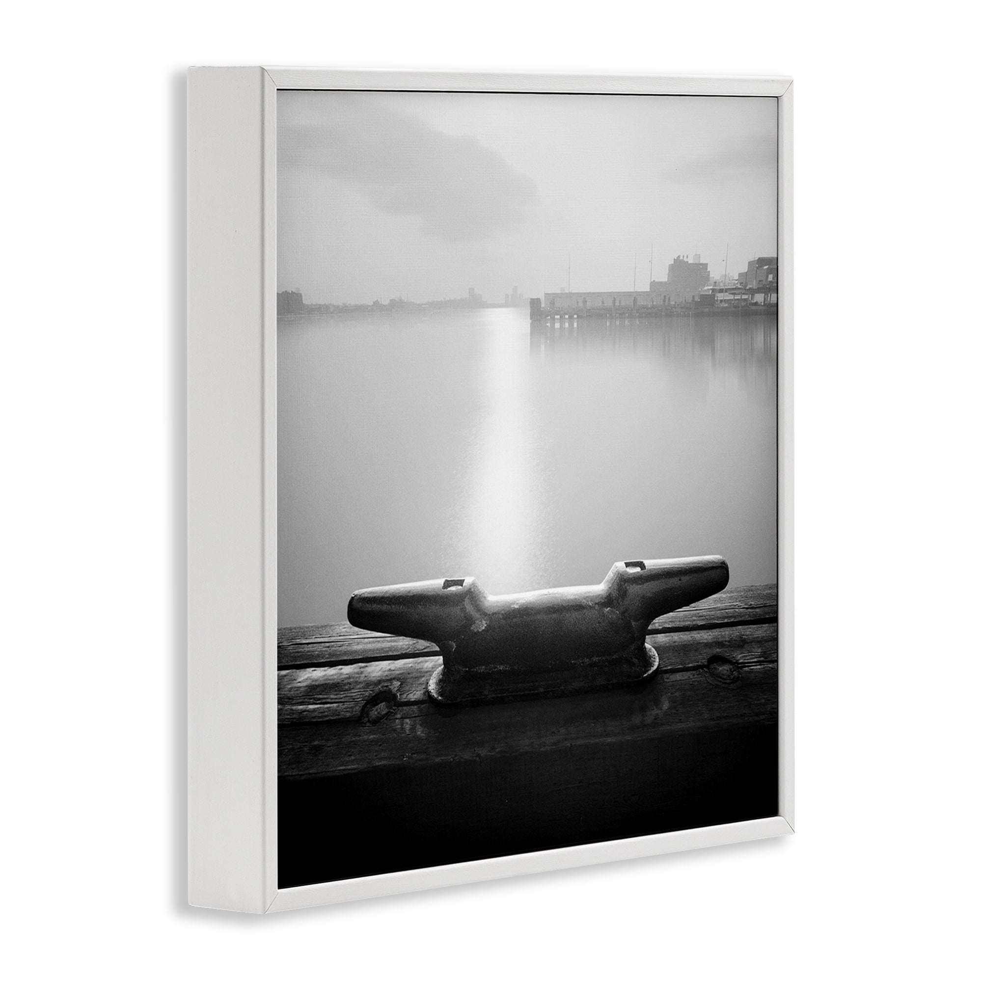 Stupell Industries Dockside Boat View Coastal Photography White Framed Art Print Wall Art, 17 x 17