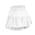 thumbnail image 6 of yillto Women's Shorts Ruffle Hem Flowy Layered Casual Elastic High Waist Drawstring Summer Shorts, 6 of 7