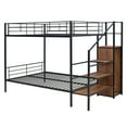 thumbnail image 2 of Yesfashion Twin Over Full Bunk Bed, Bunk Bed with Wardrobe, Lateral Storage Ladder, Iron Frame, Solid Slates, Multi Functional Bunk Bed for Dormitory, Bedroom, 2 of 9