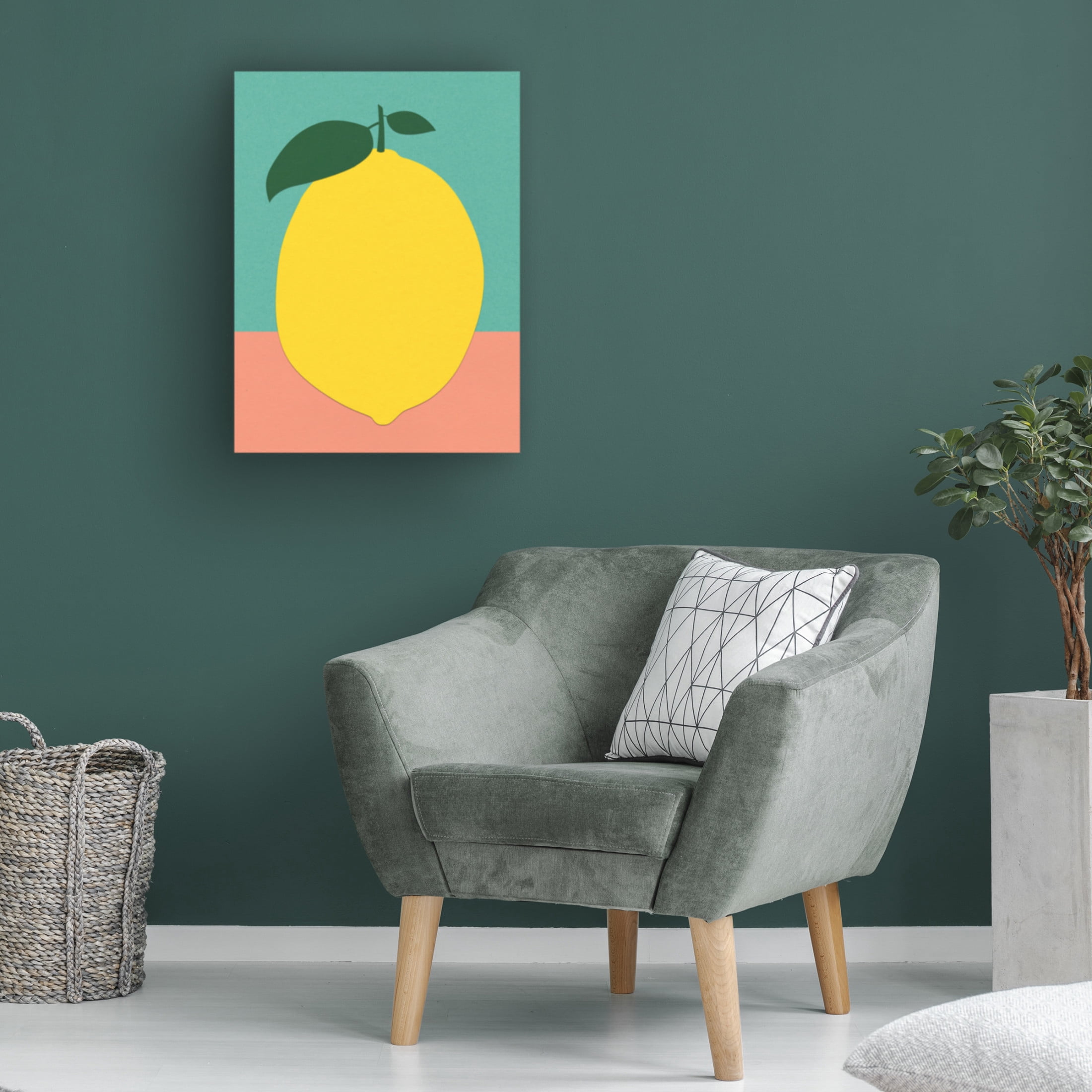 Trademark Fine Art Rosi Feist Lemon With Two Leaves Canvas Wall Art