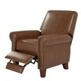 thumbnail image 2 of Push Back Recliner Chair, Modern PU Leather Upholstered Accent Chair with Nailhead Trim and Rolled Arms, Manual Pushing Single Reclining Sofa Home Theater Seating with Extending Footrest, Brown, 2 of 7