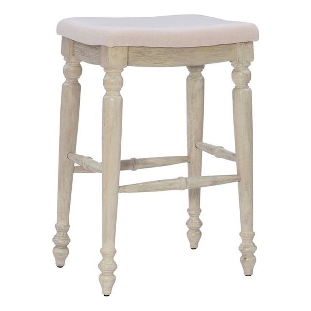 Linon Marino 30" Wood Backless Bar Stool in White Wash