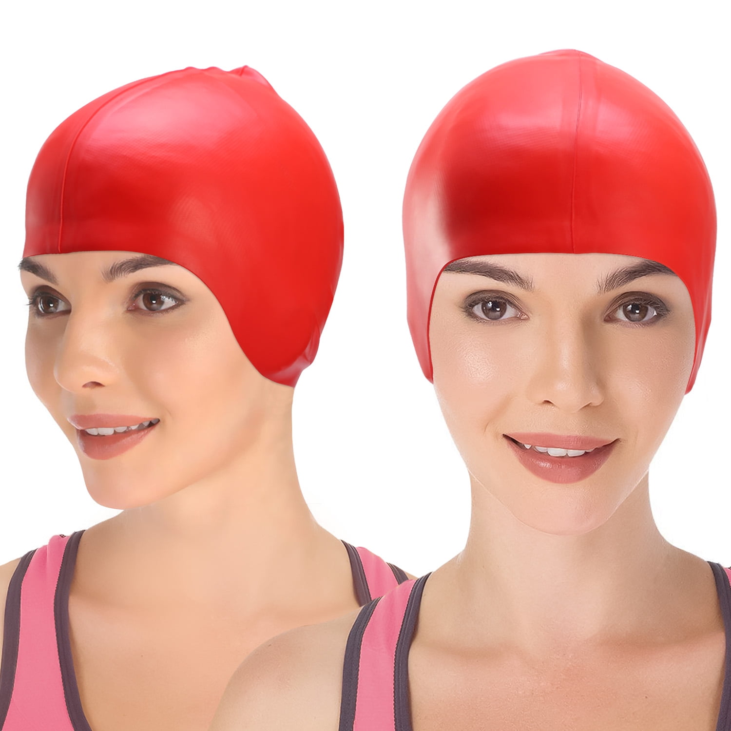 NPolar Swimming Cap Waterproof Silicone Swim Pool Hats Adult Men Long Hair Women Elastic Cover Hat Red NPolar Swimming Cap Waterproof Silicone Swim Pool Hats Adult Men Long Hair Women Elastic Cover Hat Red
