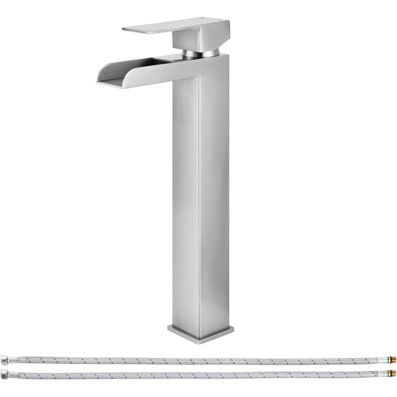PARLOS Waterfall Single Handle Vessel Sink Faucet, Brushed Nickel