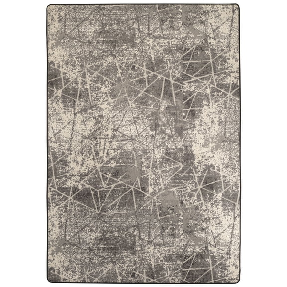 Milliken In The Moment Area Rug 4000177404 Rain Dance Grayscale Lines Angles 5' 4" x 7' 8" Rectangle