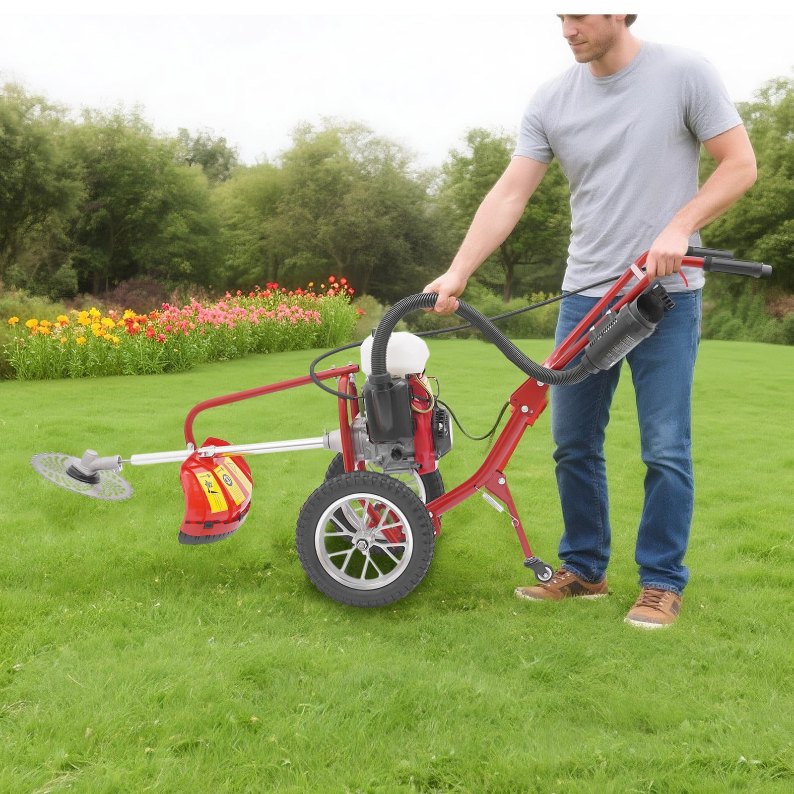 57.09*17.32*27.56 Good Performance Gasoline Mini Micro Cultivator Red and Black for Farms, Parks