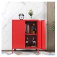 thumbnail image 5 of Small 2 Metal Storage Side Buffet Cabinet for Bed Room,Living Room,Entryway,Hallway,Home,Hotel,Office,Garage,Kitchen,1 Removable Shelf. (Metal Door, Red), 5 of 7