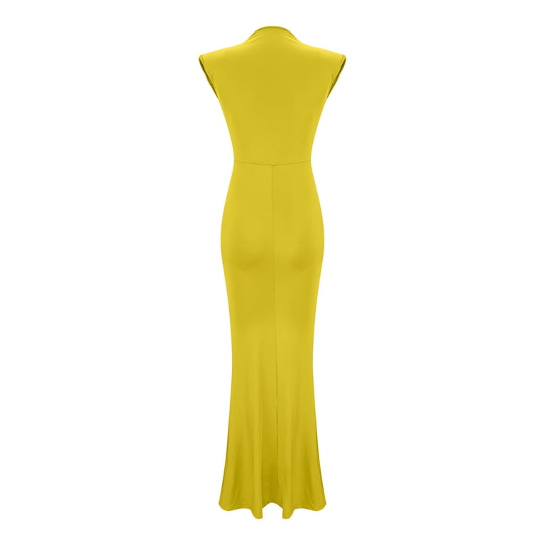 Umbreon Yellow Summer Dresses for Women Sleeve Less V Neck Wedding Guest  Dress Solid Color Elegant Prom Maxi Dresses Formal Evening Gowns Beach  Vacation Dresses - Walmart.com