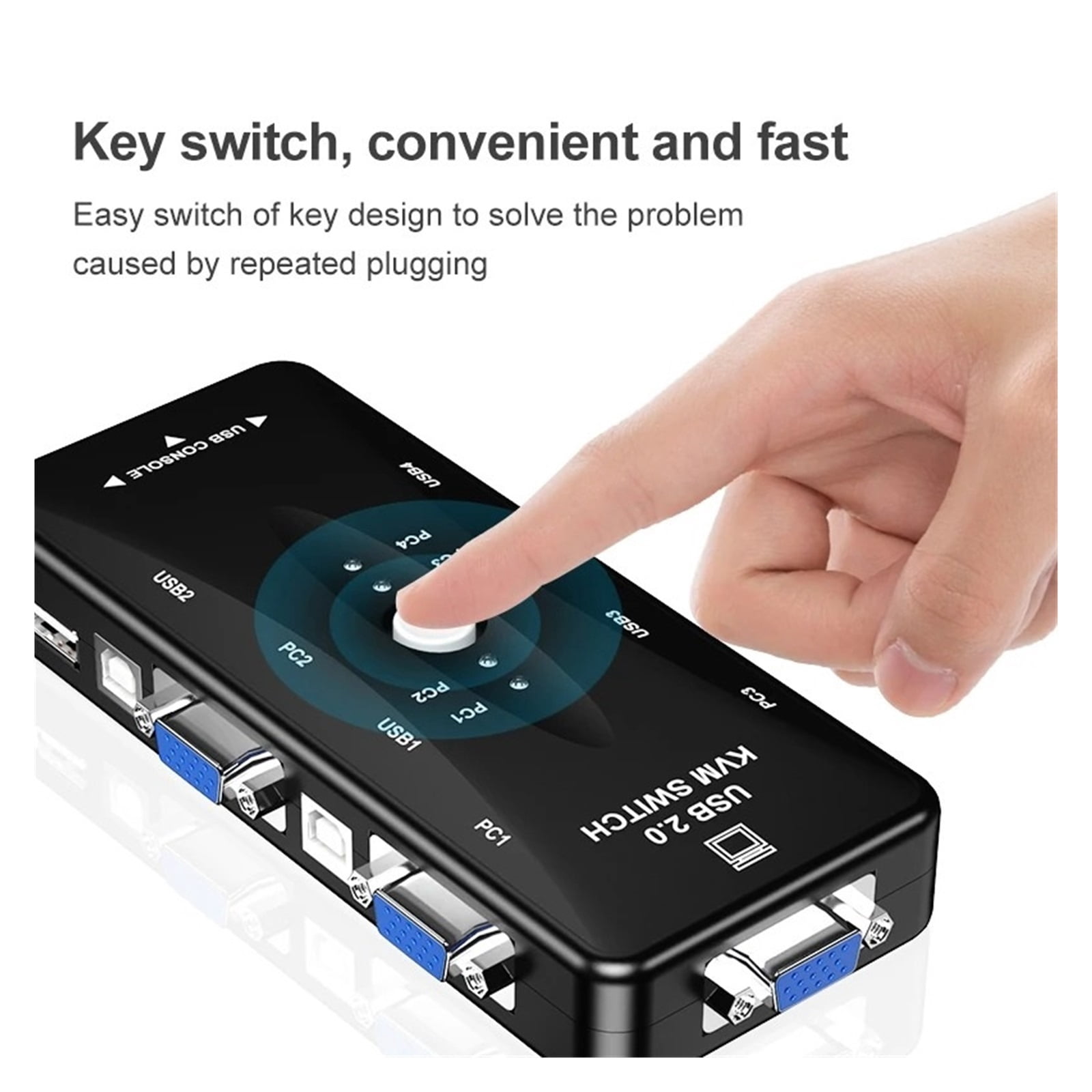 USB KVM Switch Switcher 2/4Port VGA Switch Splitter 1920*1440 VGA Video Switch For USB Device Keyboard Mouse Monitor Adapter ,Easy to Use
