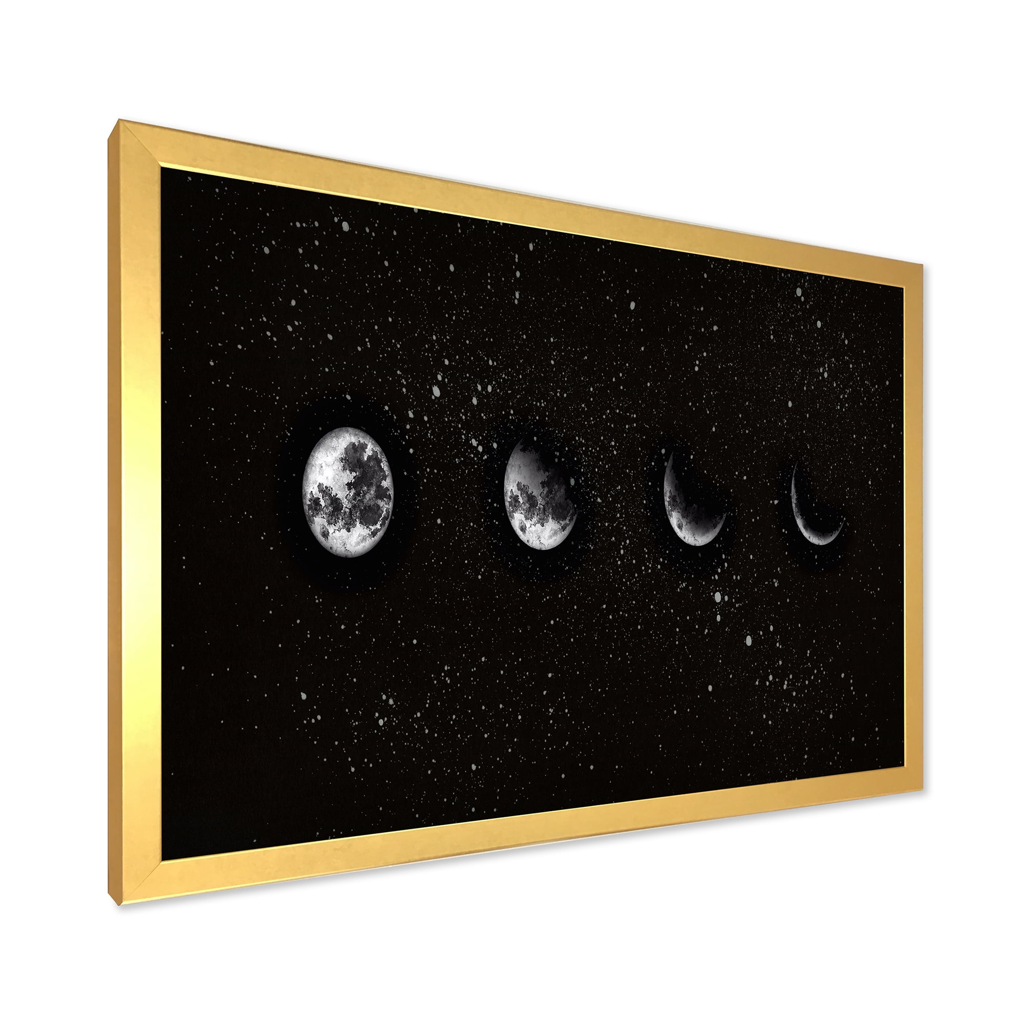 Designart 'The Night Sky With Moon Phases' Modern Framed Art Print