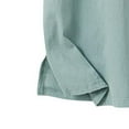 thumbnail image 4 of Chiccall Plus Size Cotton Linen Shirts for Men Solid Summer Tops Button Up Short Sleeve Casual Stand Collar T Shirts, 4 of 6