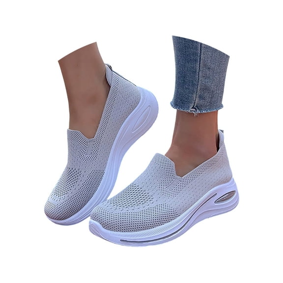 ibiyuan Orthopedic Sneakers for Women Closures Arch Support Low Top Walking Shoes Mesh Knitted Closed Toe on Womens on Sneakers Breathable Hands-Free Platform Mary Janes Go Walk Shoes