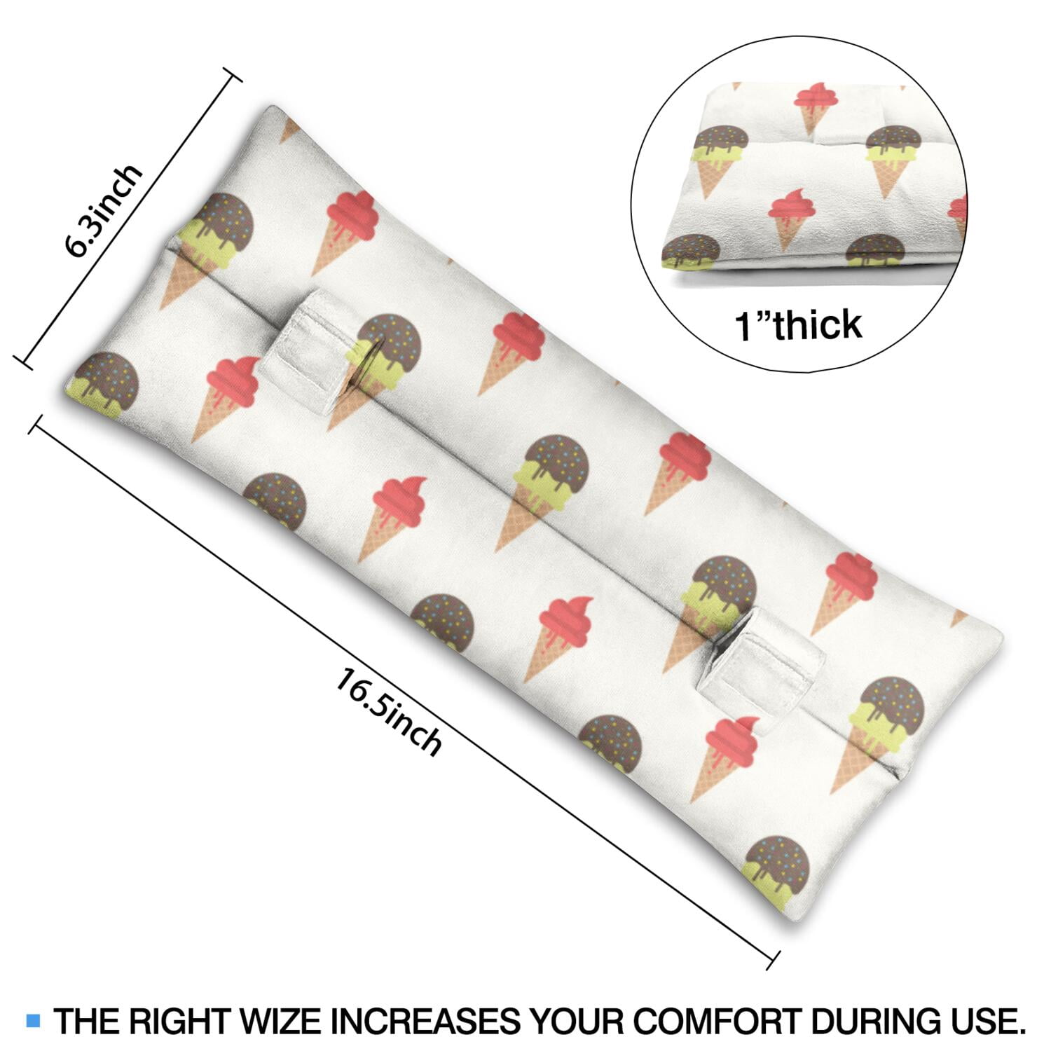 Ice Cream Colorful Seatbelt Pillow for Post-Surgery Comfort - Soft Mastectomy & Heart Surgery Recovery Cushion with Sweet Treats Design