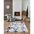 thumbnail image 2 of Ladole Rugs Shaggy Kenitra European Abstract Soft Polypropylene Modern Big Runner Rug in White Dark Blue 2'7" x 9'10", 2 of 4