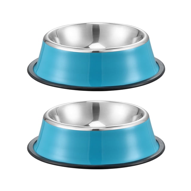 Cuenco de agua para perros de acero inoxidable para mascotas, cuencos de alimentación con base de goma, paquete de 2