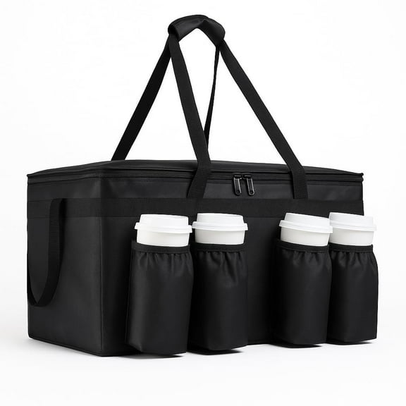 Insulated Food Delivery Bag for Uber Eats & Doordash, XXX-Large 79L Thermal Bag with 4 Cup Holder, Commercial Catering Carrier for Pizza Beverages Takeout, ，Short trip snack bags, beach/park