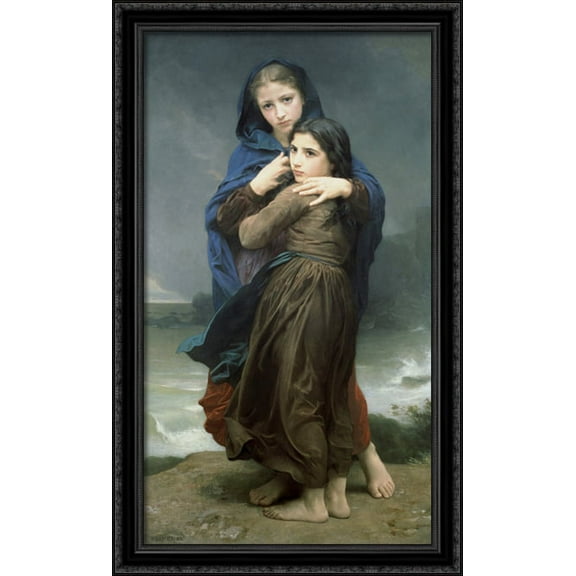 The Storm 24x40 Large Black Ornate Wood Framed Canvas Art by William Adolphe Bouguereau