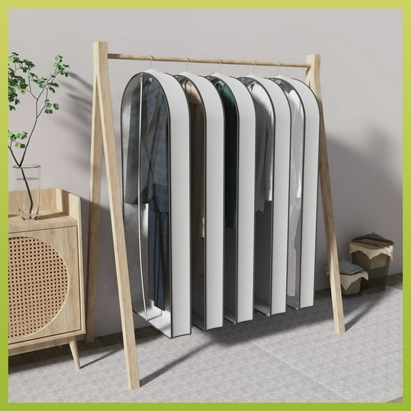 Baokaler 60" Garment Bags for Hanging Clothes, 5 pack 4'' Gusseted Suit Bag for Clothes, Clear Garment Covers for Hanging Clothes, Waterproof Suit and Dress Bag