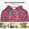thumbnail image 4 of Picia Flowers With Green Leaves Pattern Casual Women's Hoodie, Hooded Sweatshirt with Kangaroo Pocket, Comfortable Pullover with Eye-catching Drawstrings-Large, 4 of 7