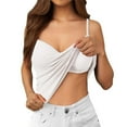 thumbnail image 2 of vigerkar 2025 Summer Camisole for Women Built in Bra Wireless Fabric Support Spaghetti Strap Short Cami White, L, 2 of 8