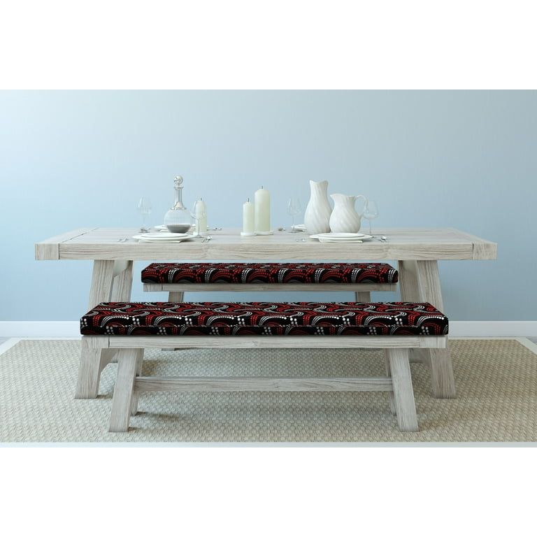 Red and Black Bench Pad Abstract Pattern Minimalistic Modern