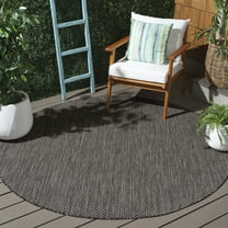 Safavieh Courtyard Finnian Solid Indoor/Outdoor Area Rug, Black/Beige, 7'10" x 7'10" Round