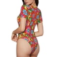 thumbnail image 2 of Fotbe Vector Mexican Otomi Style Bright Body de Mujer con Cuello Redondo y Mangas Cortas, Sin Mangas Ajustado, Suave, Cómodo y Básico-XX-Large, 2 of 7