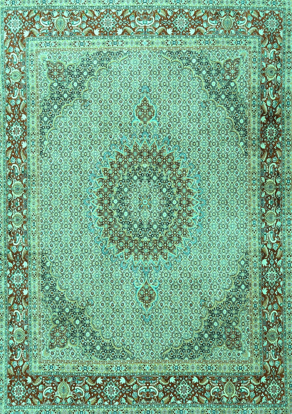 Turquoise Mediterranean Rug Ahgly Company Machine Washable Indoor Rectangle Medallion Turquoise ...