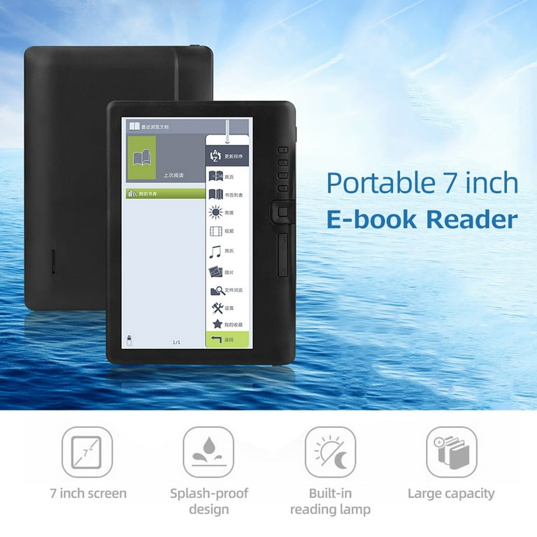 Portable E-book Reader 7 inch Multifunctional E-reader 8GB Memory Compact  Size Buitl-in Lithium Battery Long Endurance Time 