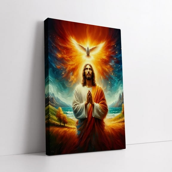 Velto Jesus With Holy Spirit Dove Canvas - Spiritual Wall Decor, Jesus Wall Art, Inspirational Christian Artwork, Religious Gift Canvas, 8x10 UNFRAMED