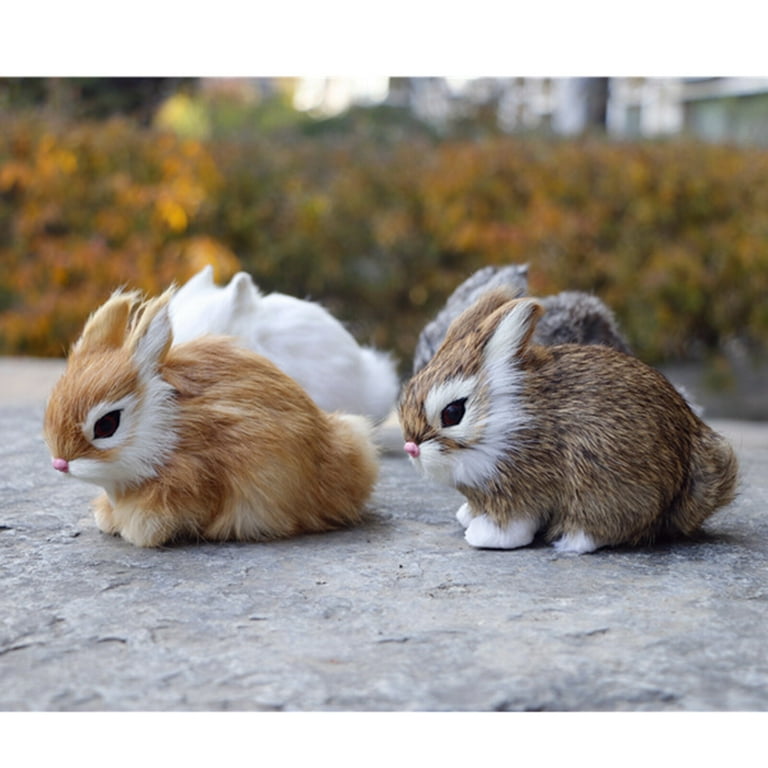 Huntermoon Mini Rabbits Plush, Realistic Easter Bunny Toy, Faux