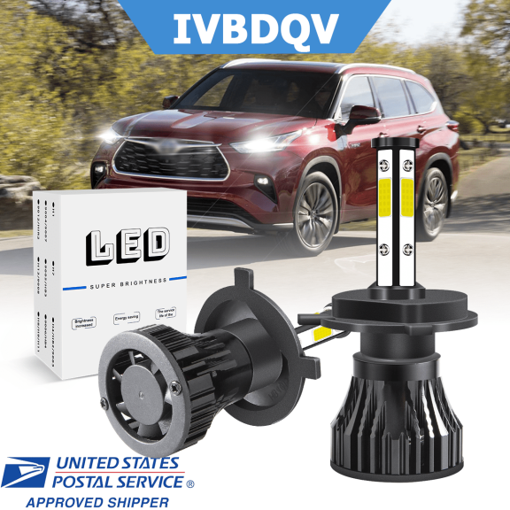 Pair H4/9003 LED Headlights For Toyota Highlander 2008-2010 High/Low Beam Kits 6000K Super White