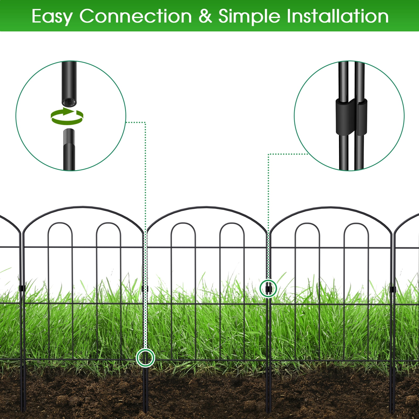 28 Piece Black Metal Garden Fence Garden, Yard And Patio Decorative Fence Animal Interceptor Fence
