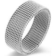 thumbnail image 2 of 8mm Stainless Steel Wire Mesh Simple Plain Wedding Band Ring, 2 of 2