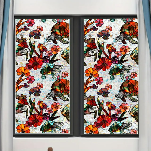 Wall Stickers Floral Static Cling Window Film for Glass Doors with Privacy Removable Decal Indoor Window Decoration 100x43cm 8 Botanical Designs (Pattern Varies)