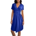 thumbnail image 1 of Vestido de manga corta con cuello en V para mujer - Estampado floral - Largo medio - Verano informal, 1 of 6