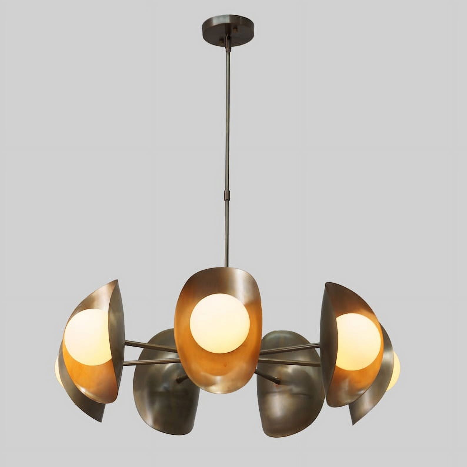 Stilnovo Style Seven Globe Sputnik Brass Chandelier Pendant Light Fixture