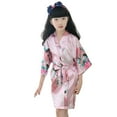 thumbnail image 2 of KYAIGUO Kids Girls Silky Robes Baby Floral Kimono Sleeping Gown Bath Robes for Spa Birthday Parties 1-13Y Toddler Satin Floral Kimono Bathrobe Kimono Sleepwear Bathrobe, 2 of 11