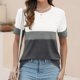 thumbnail image 5 of Tops Cortos para las Mujeres Casual Moda Rayas Impreso Cuello Redondo, Camiseta de Manga Corta para el Uso Diario, Fiesta Y Cómodo, 5 of 7