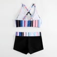 thumbnail image 6 of Lopeceal Women Plus Size Halter Bikini 2 Piece Color Block Striped Cross Push Up Swimsuit And Tummy Control Shorts Fashion Sexy, 6 of 6