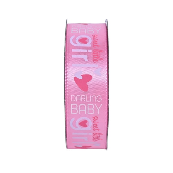 Gwen Studios 7/8" Sweet Little Girl Pink Satin Ribbon, 3 Yards