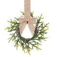 thumbnail image 2 of Mini Christmas Cabinet Wreaths with Linen Ribbon Bow, Farmhouse‑Style 10.2 Inch Artificial Xmas Hanging Wreath, Festive Decor for Kitchen Cabinets, Front Doors & Windows, 2 of 4