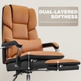 thumbnail image 5 of Falvinoryn Big and Tall Office Chair 500lbs, High Back Executive Office Chair with Dual Cushion, Wide Seat Ergonomic Leather Desk Chair with Footrest & Lumbar Support, Brown, 5 of 9