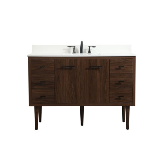 Elegant Decor Cyrus 48" MDF Single Bathroom Vanity with Backsplash in Walnut