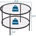 thumbnail image 2 of 25.6" Round Black Coffee Tables for Living Room, 2-Tier Glass Top Coffee Table with Storage Clear Coffee, Simple & Modern Center Table for Small Space, 2 of 8