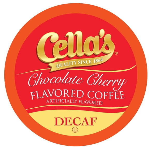 Cella's Decaf Chocolate Cherry Coffee Pods Compatible with Keurig K Cup Brewers, Medium Roast Flavored Coffee, Smooth Single Serve Pods for Home and Office, 38 Count