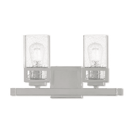 

Polished Chrome Tone Finish Bathroom Vanity Steel Material Medium Base 16 Wide 2 Light Fixture