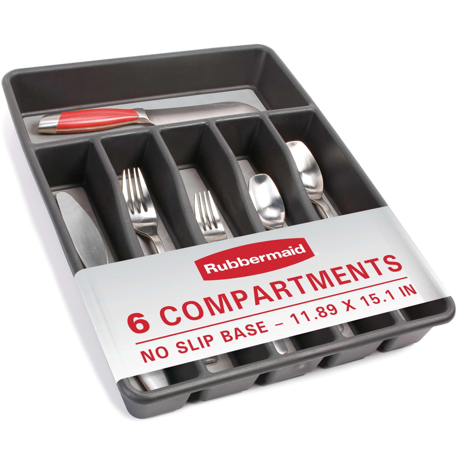 (2 pack) Rubbermaid Silverware Organizer, Large, Grey